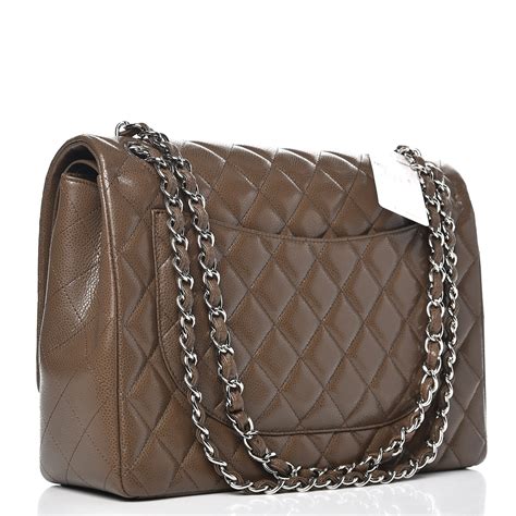 CHANEL Caviar Quilted Long Flap Wallet Light Brown